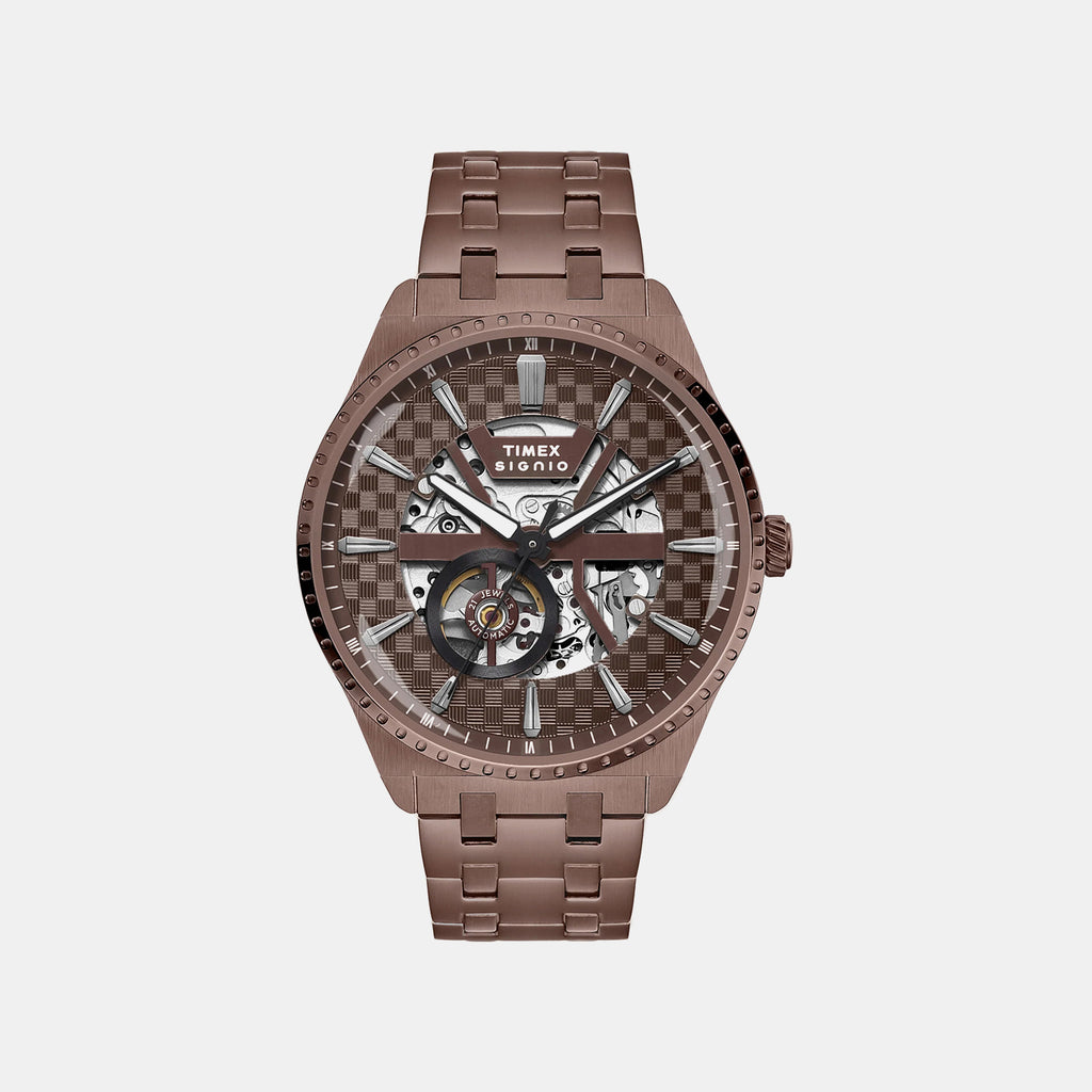 Signio Men Automatic Brown Dial Analog Stainless Steel Watch TWEG34002