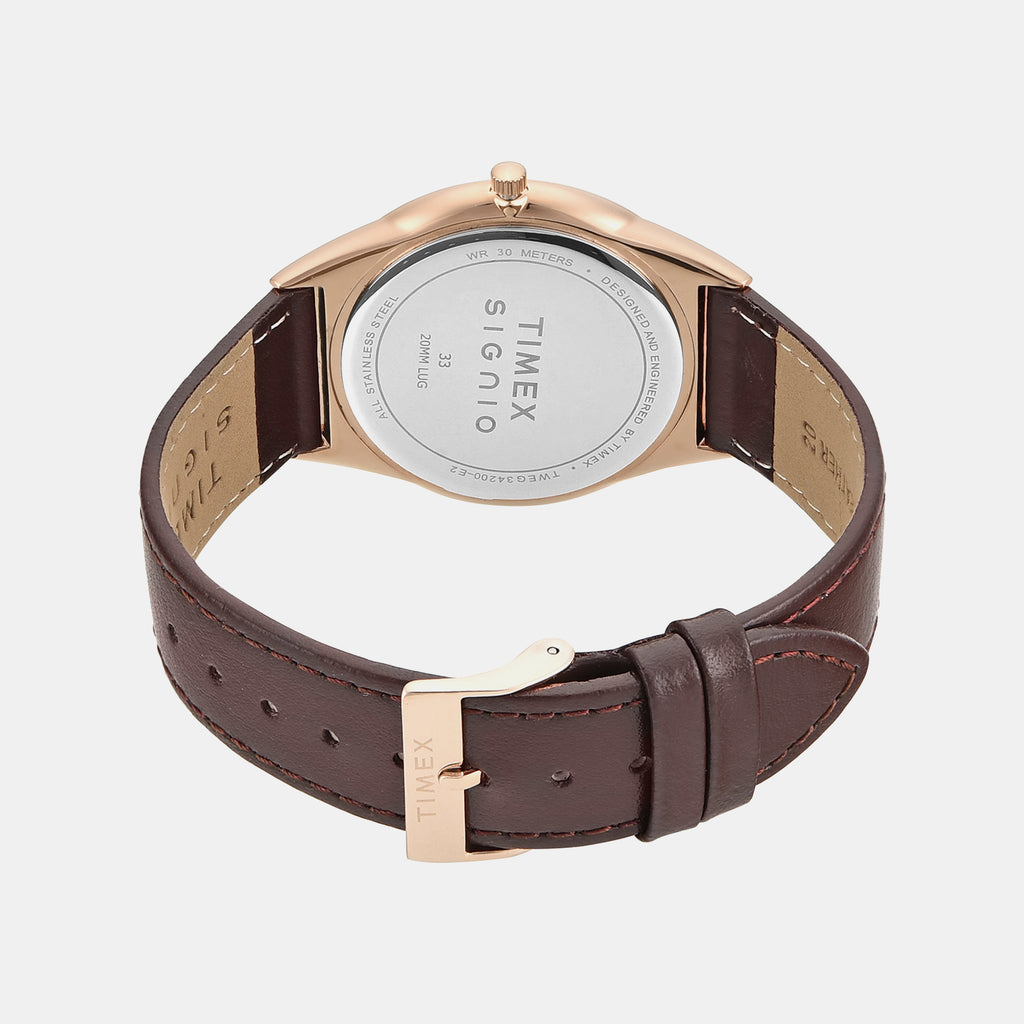 Signio Men Quartz Brown Dial Analog Leather Watch TWEG34200