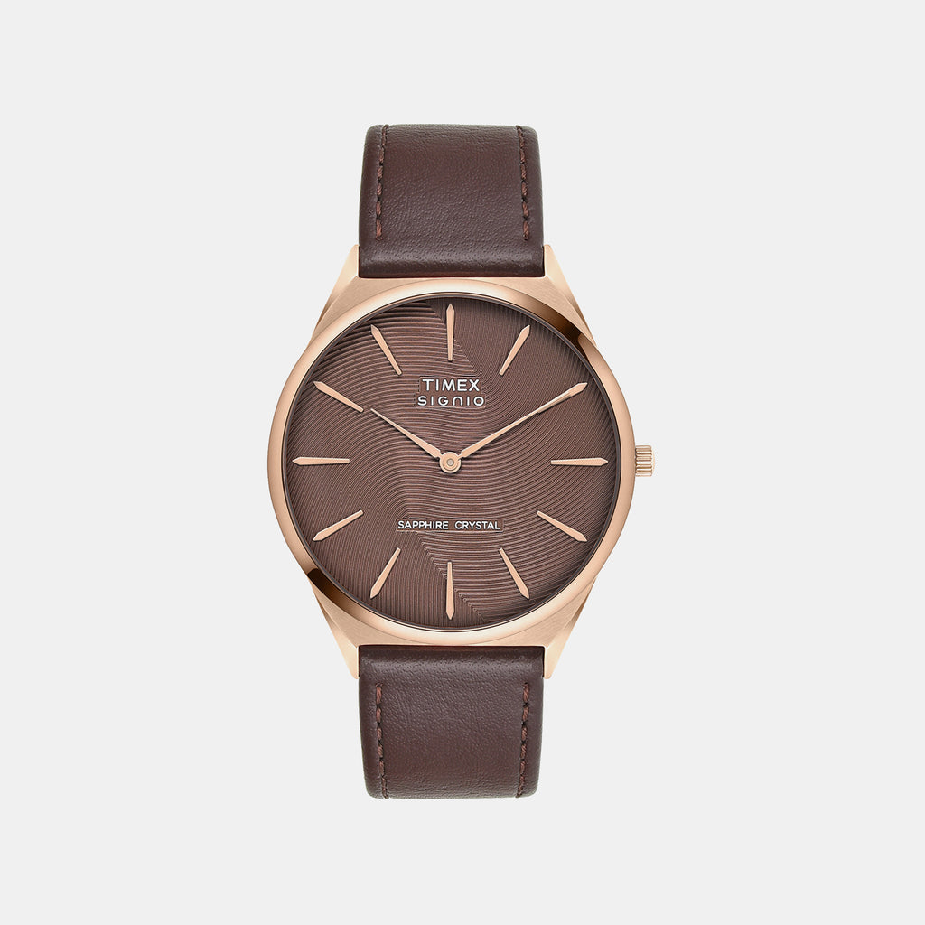 Signio Men Quartz Brown Dial Analog Leather Watch TWEG34200