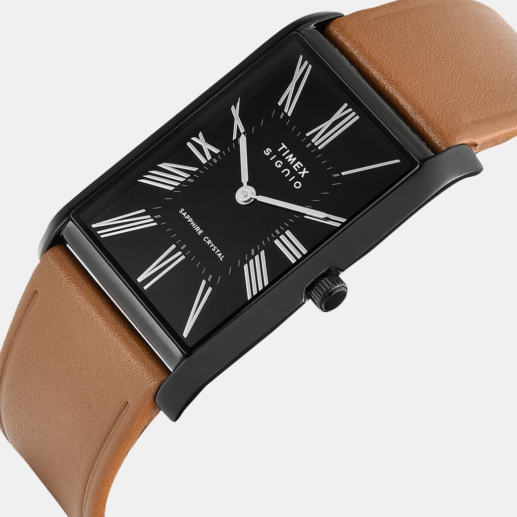 Signio Men Quartz Black Dial Analog Leather Watch TWEG34302