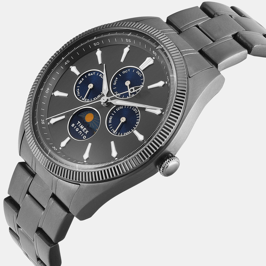 Signio Men Quartz Grey Dial Multi-Function Stainless Steel Watch TWEG34400