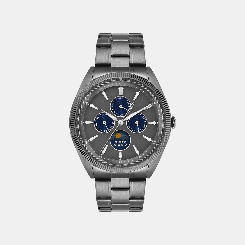 Signio Men Quartz Grey Dial Multi-Function Stainless Steel Watch TWEG34400