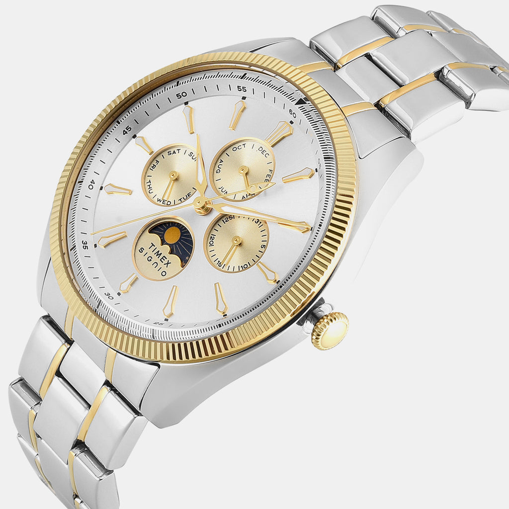 Signio Men Quartz Silver Dial Multi-Function Stainless Steel Watch TWEG34401