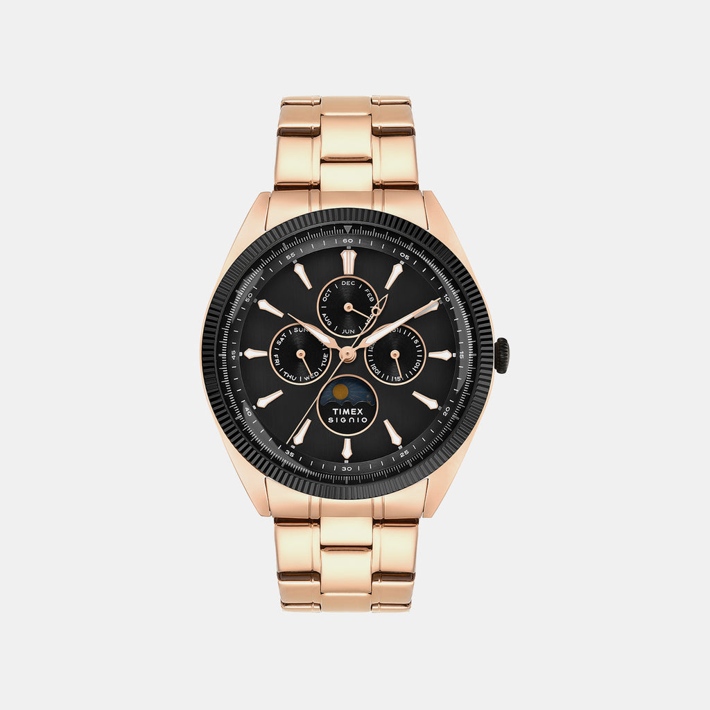 Signio Men Quartz Black Dial Multi-Function Stainless Steel Watch TWEG34402