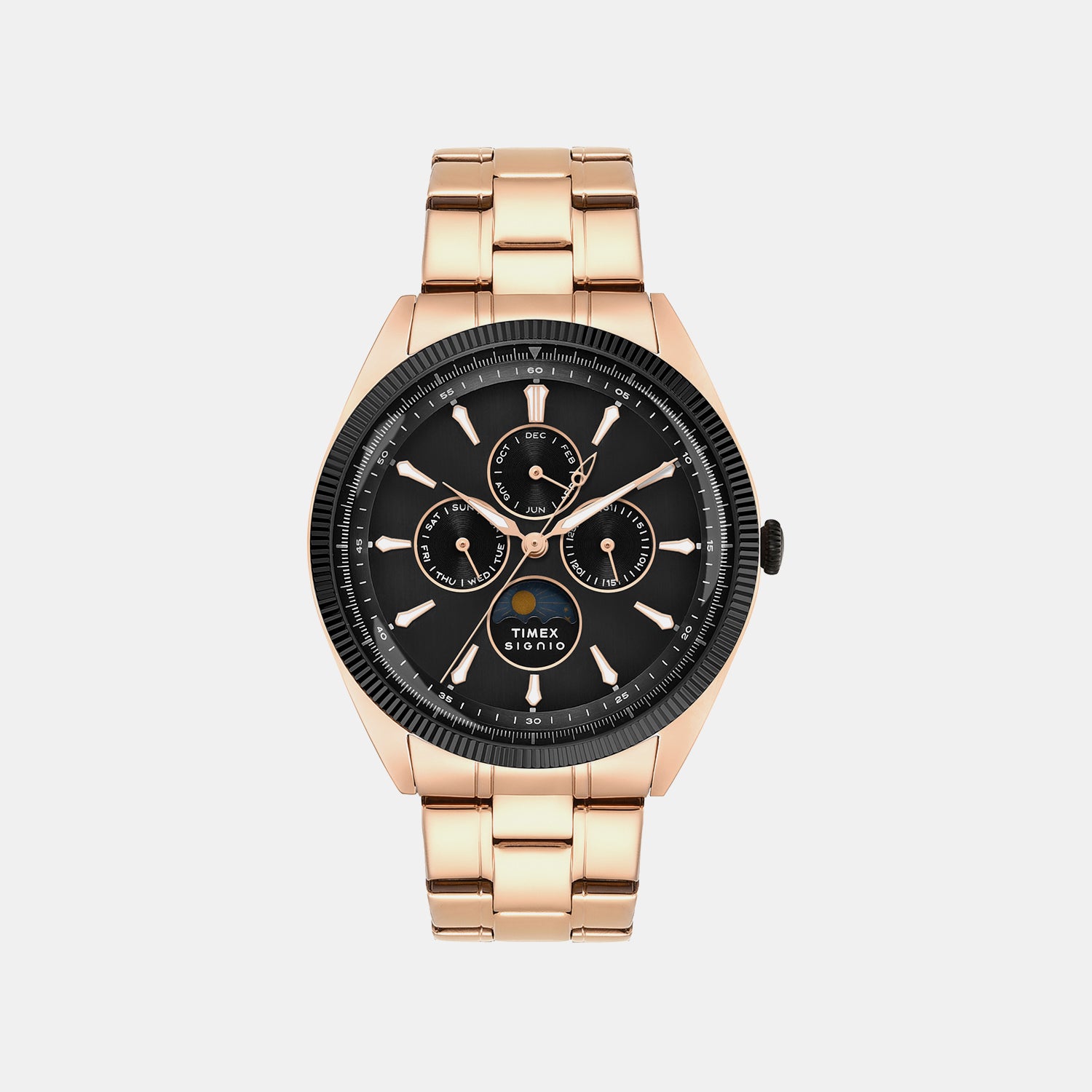 Signio Men Quartz Black Dial Multi-Function Stainless Steel Watch TWEG34402