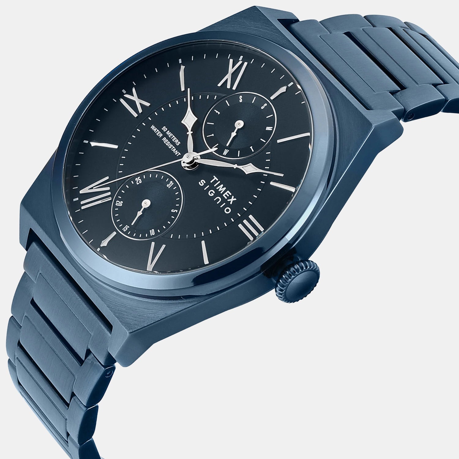 Signio Men Quartz Blue Dial Multi-Function Stainless Steel Watch TWEG34501