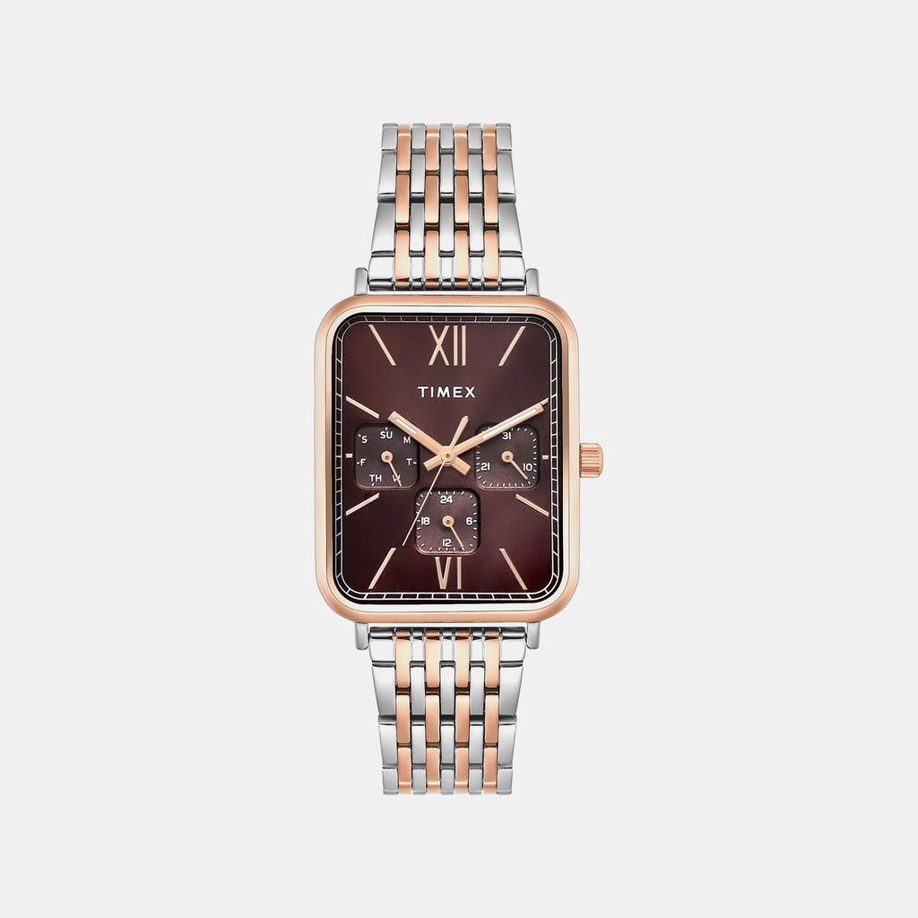 Trendline Men Quartz Brown Dial Multi-Function Stainless Steel Watch TWEG34601