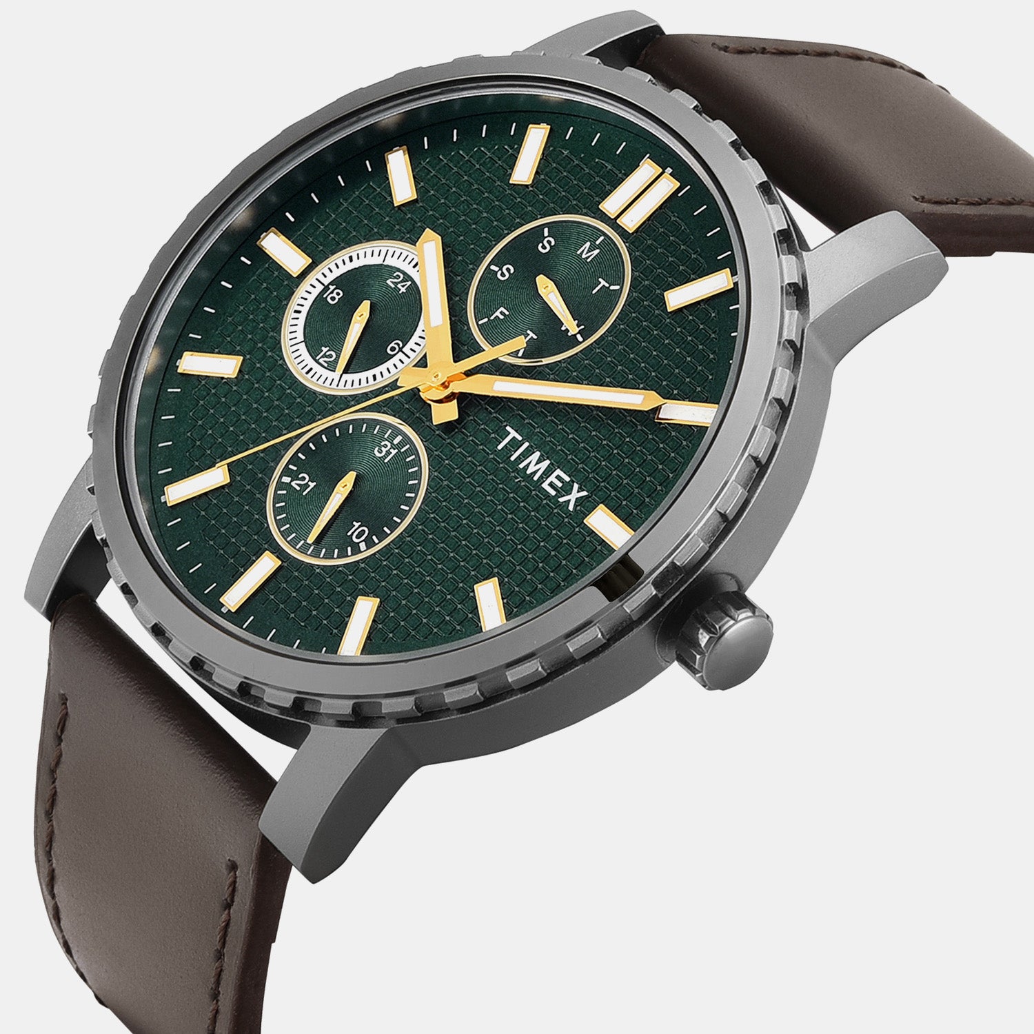 Trendline Men Quartz Green Dial Multi-Function Leather Watch TWEG34700