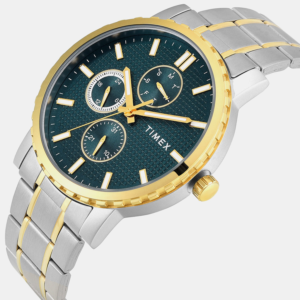 Trendline Men Quartz Teal Dial Multi-Function Stainless Steel Watch TWEG34701