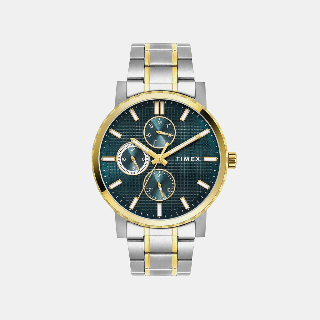 Trendline Men Quartz Teal Dial Multi-Function Stainless Steel Watch TWEG34701
