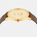 Signio Men Quartz Champagne Dial Analog Leather Watch TWEG37100