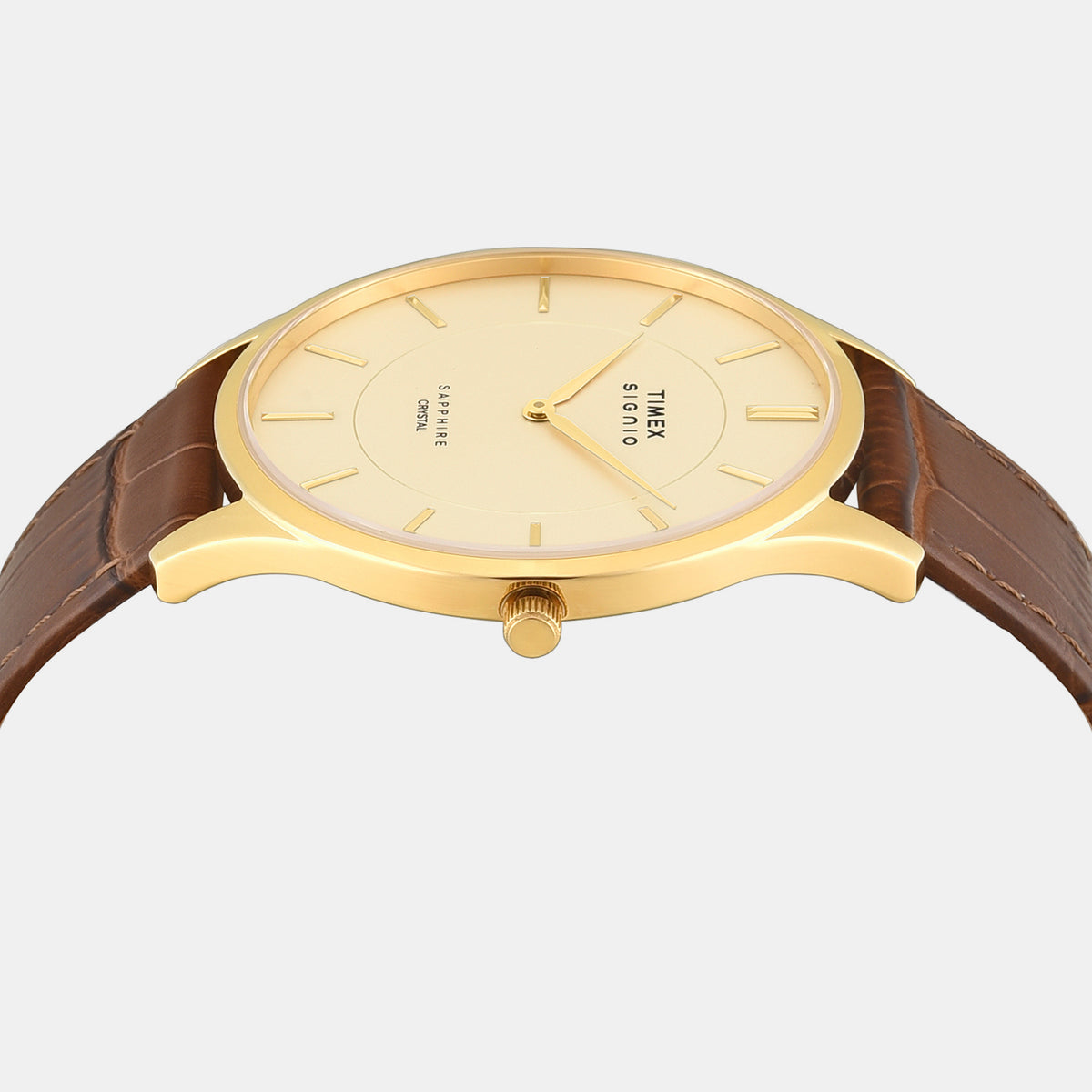 Signio Men Quartz Champagne Dial Analog Leather Watch TWEG37100