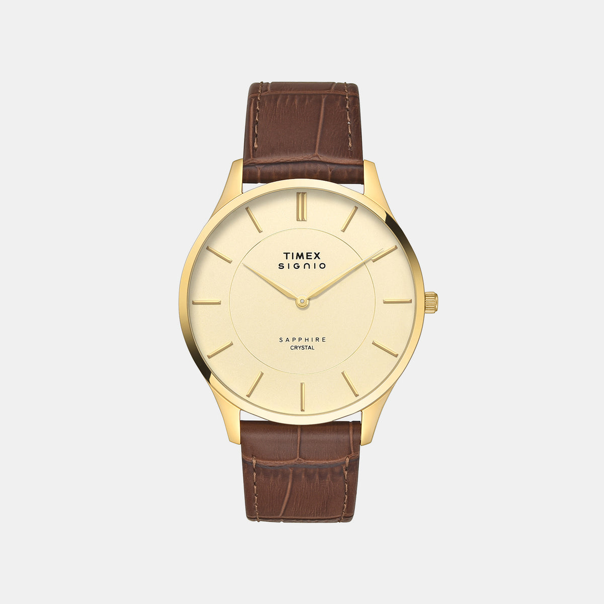 Signio Men Quartz Champagne Dial Analog Leather Watch TWEG37100