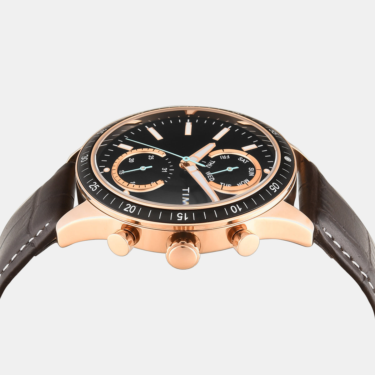 Trendline Men Quartz Black Dial Multi-function Leather Watch TWEG37200