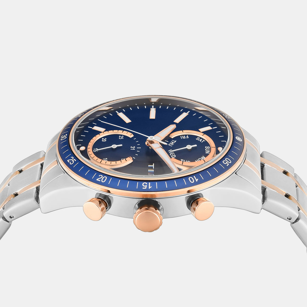 Trendline Men Quartz Blue Dial Multi-Function Stainless Steel Watch TWEG37202