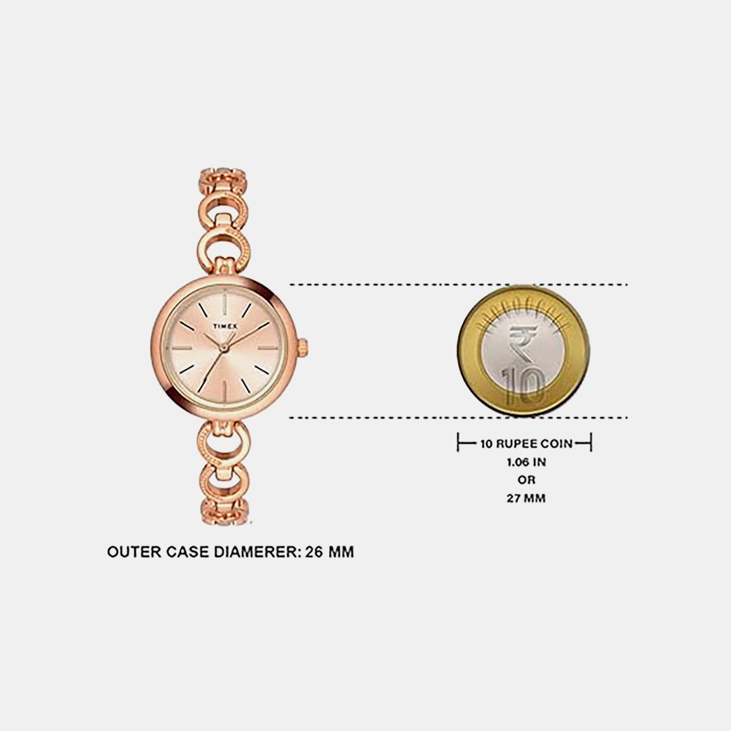 Classics Women Quartz Rose Gold Dial Analog Stainless Steel Watch TWEL11434