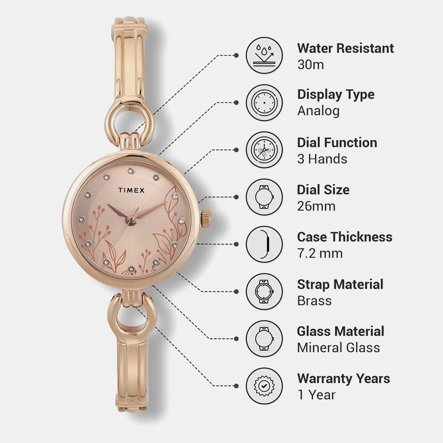 Trendline Women Quartz Dial Analog Brass Watch TWEL11436
