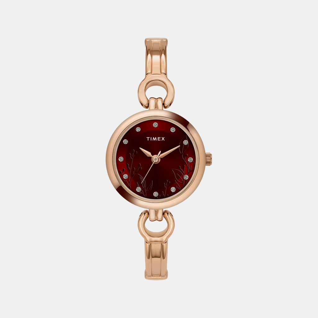 Classics Women Quartz Maroon Dial Analog Brass Watch TWEL11437