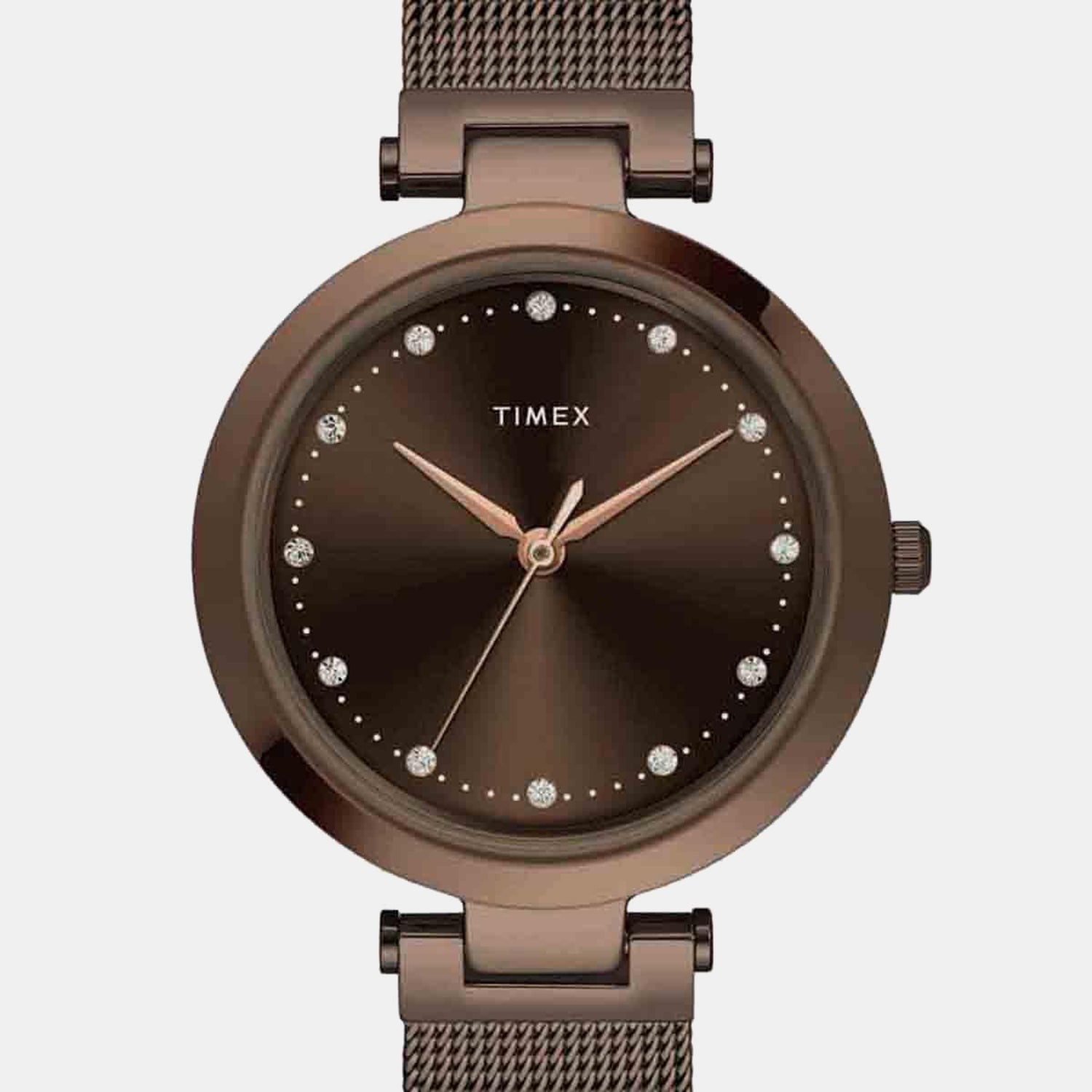Fashion Women Quartz Brown Dial Analog Mesh Watch TWEL11825