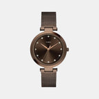 Fashion Women Quartz Brown Dial Analog Stainless Steel Watch TWEL11825
