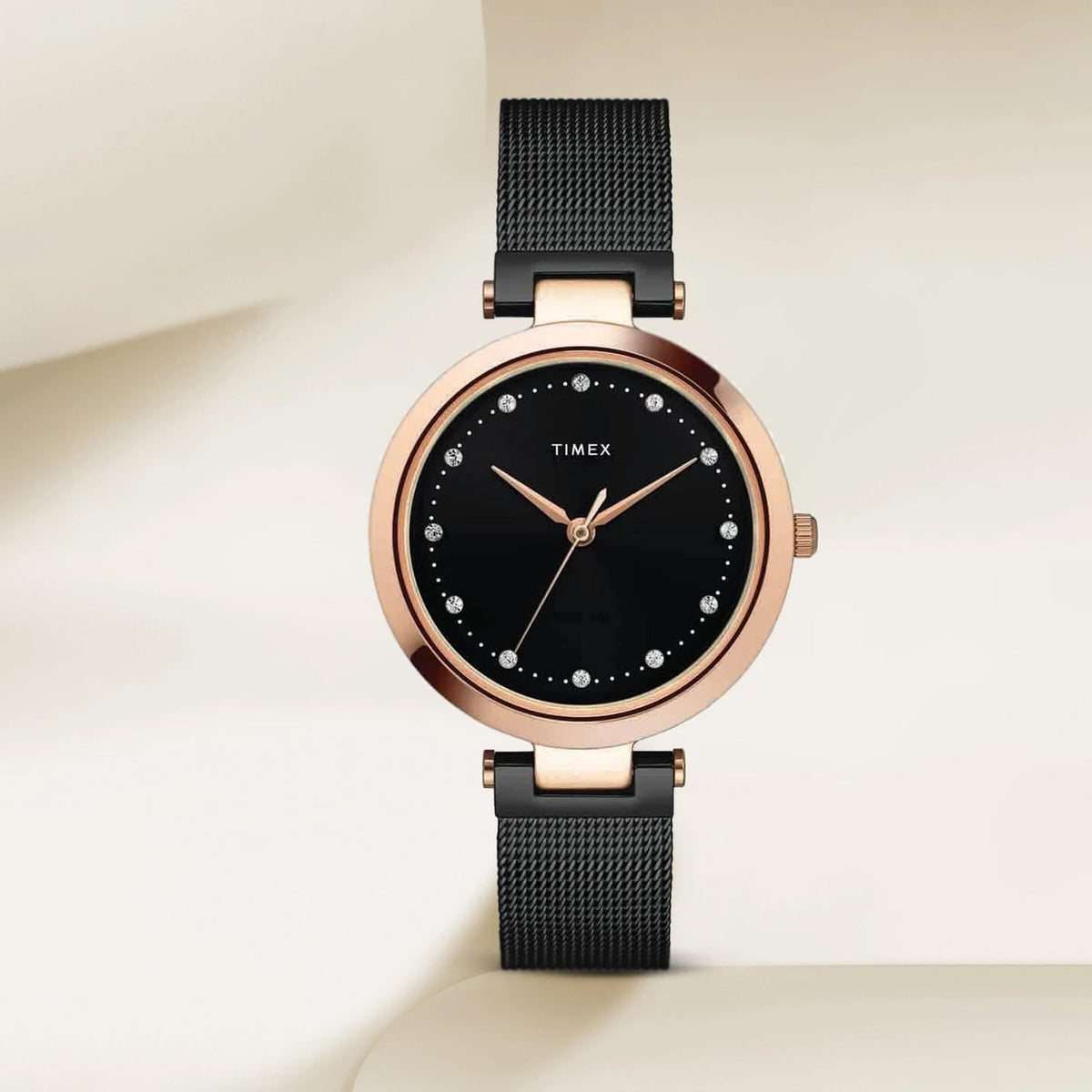 Trendline Women Quartz Black Dial Analog Mesh Watch TWEL11826