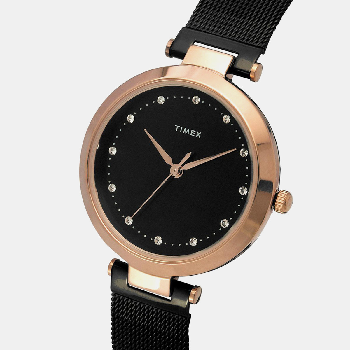 Trendline Women Quartz Black Dial Analog Mesh Watch TWEL11826
