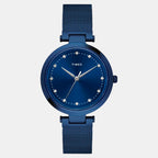 Fashion Women Quartz Blue Dial Analog Stainless Steel Watch TWEL11827