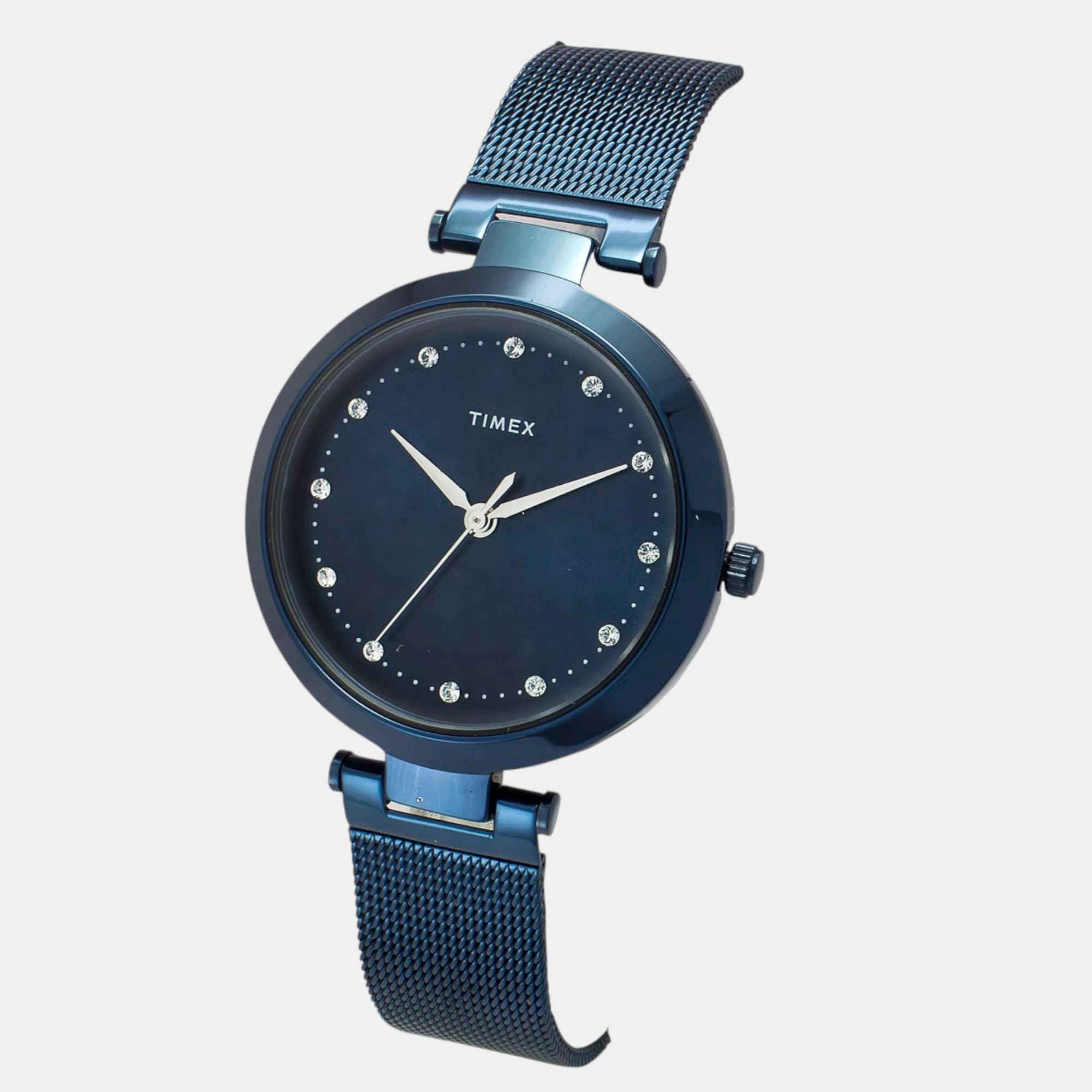 Fashion Women Quartz Blue Dial Analog Stainless Steel Watch TWEL11827