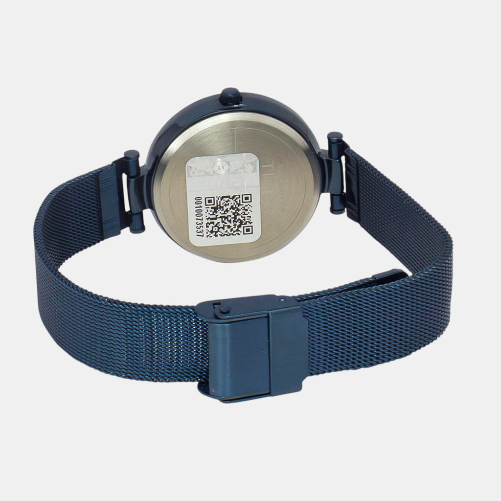 Fashion Women Quartz Blue Dial Analog Stainless Steel Watch TWEL11827