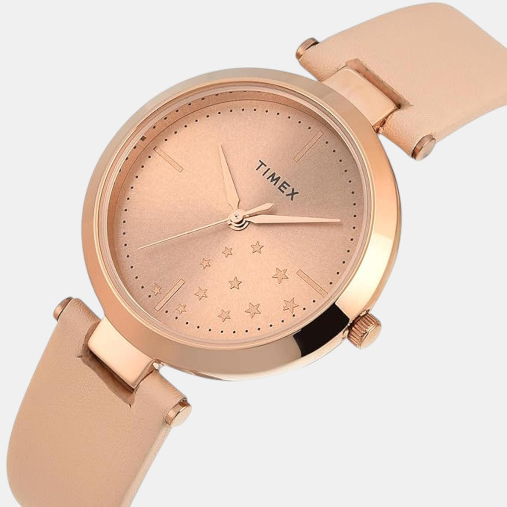 Fashion Women Quartz Rose Gold Dial Analog Leather Watch TWEL11828