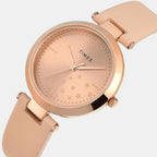 Fashion Women Quartz Rose Gold Dial Analog Leather Watch TWEL11828