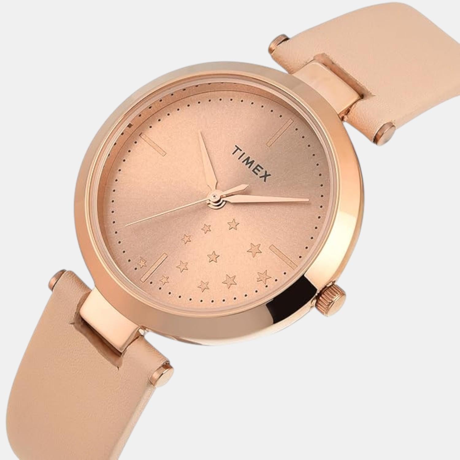 Fashion Women Quartz Rose Gold Dial Analog Leather Watch TWEL11828