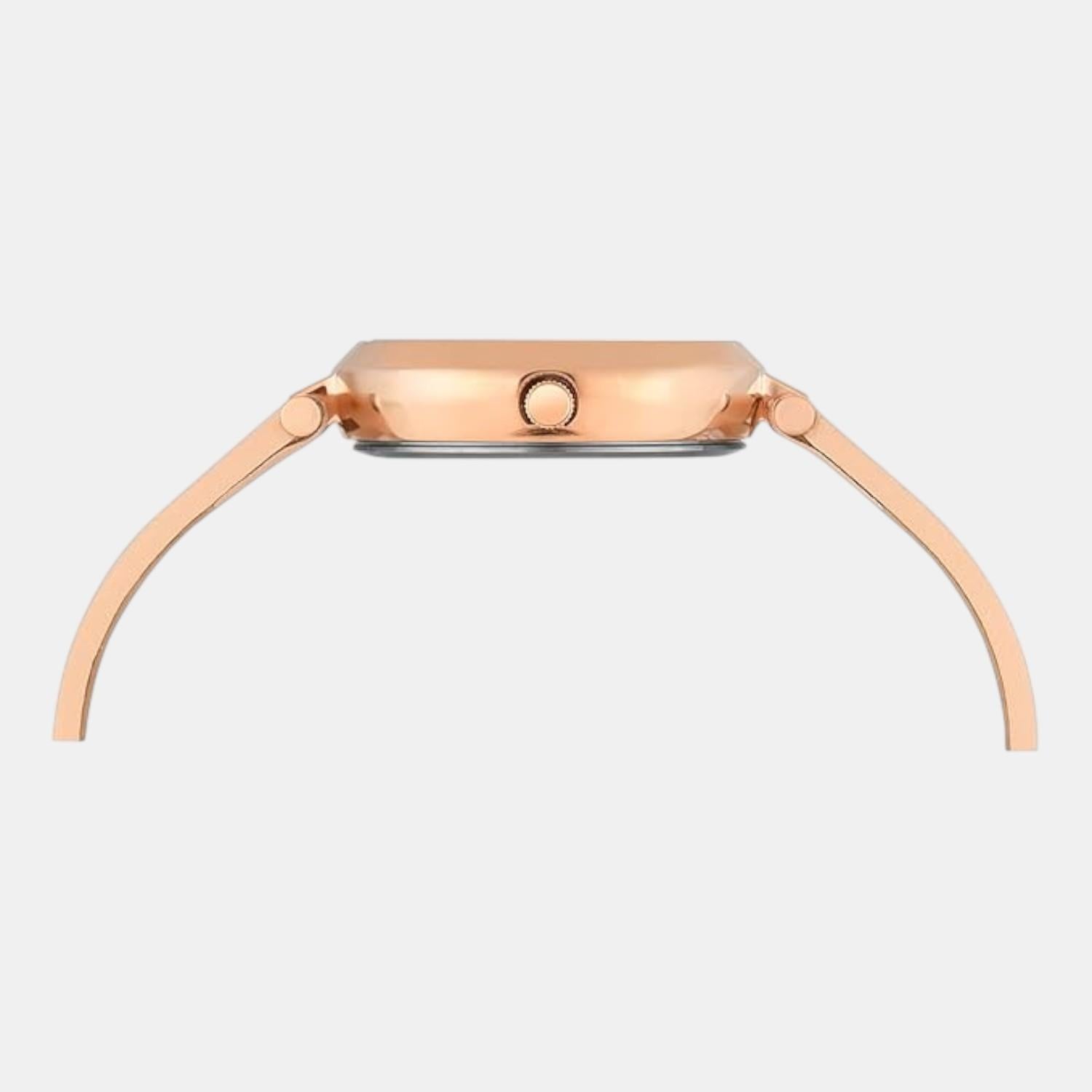 Fashion Women Quartz Rose Gold Dial Analog Leather Watch TWEL11828