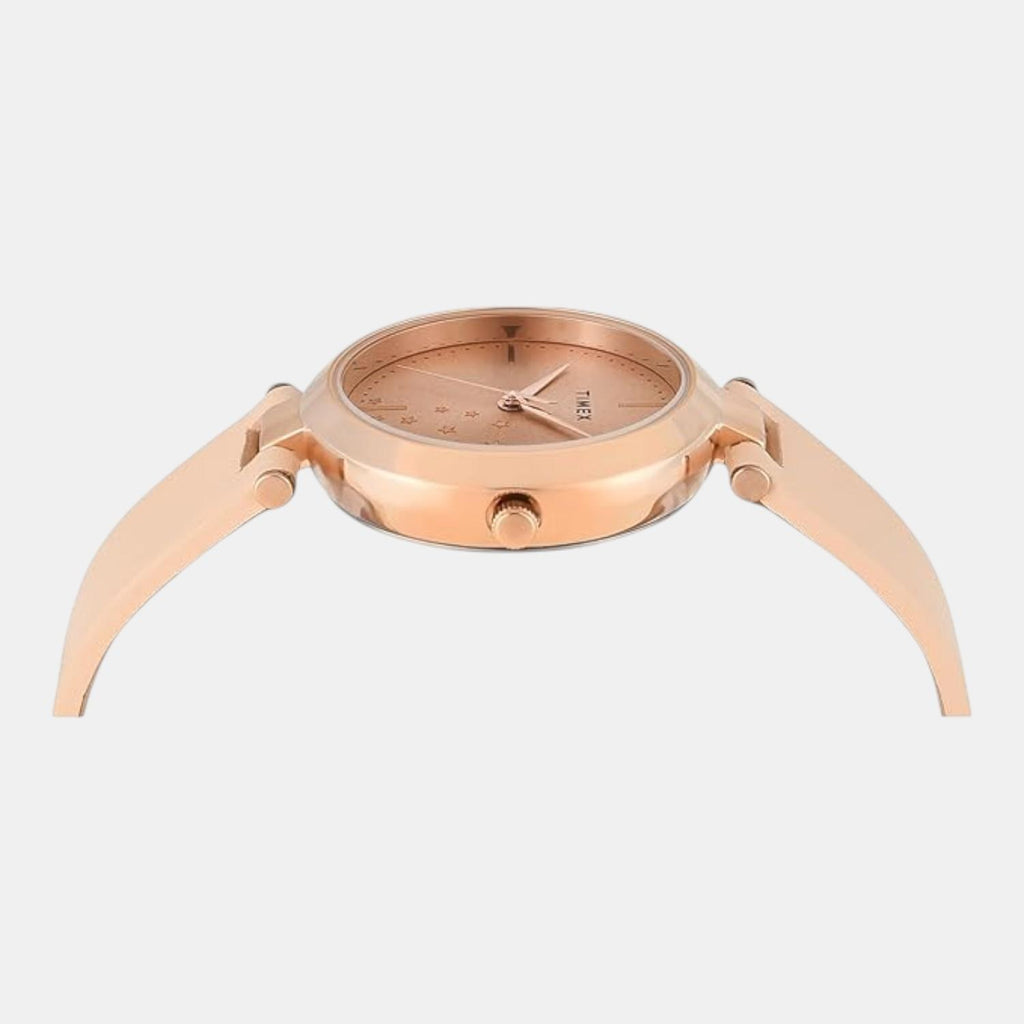 Fashion Women Quartz Rose Gold Dial Analog Leather Watch TWEL11828