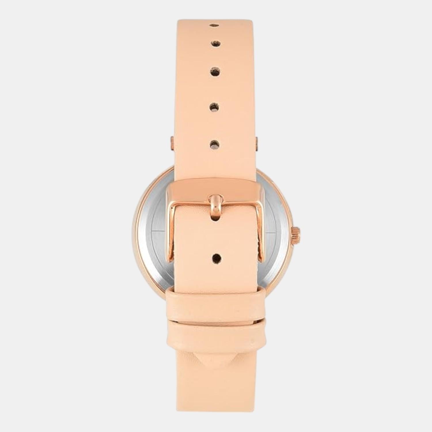 Fashion Women Quartz Rose Gold Dial Analog Leather Watch TWEL11828