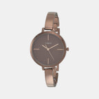 Fashion Women Quartz Brown Dial Analog Stainless Steel Watch TWEL12814