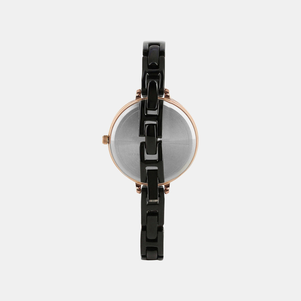 Women Quartz Black Dial Analog Brass Watch TWEL12818