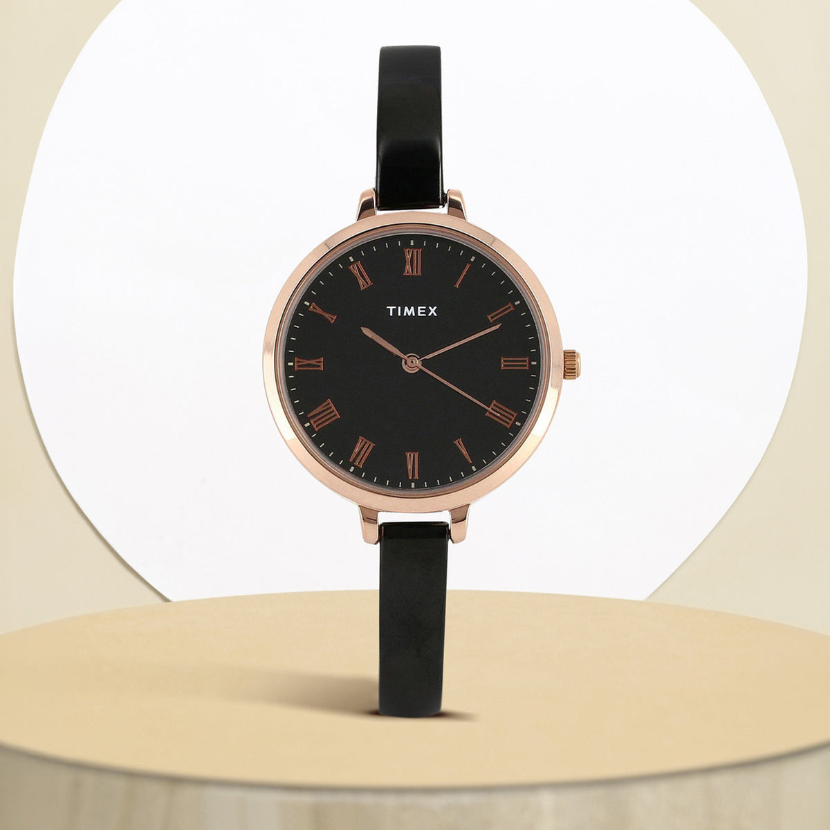 Women Quartz Black Dial Analog Brass Watch TWEL12818