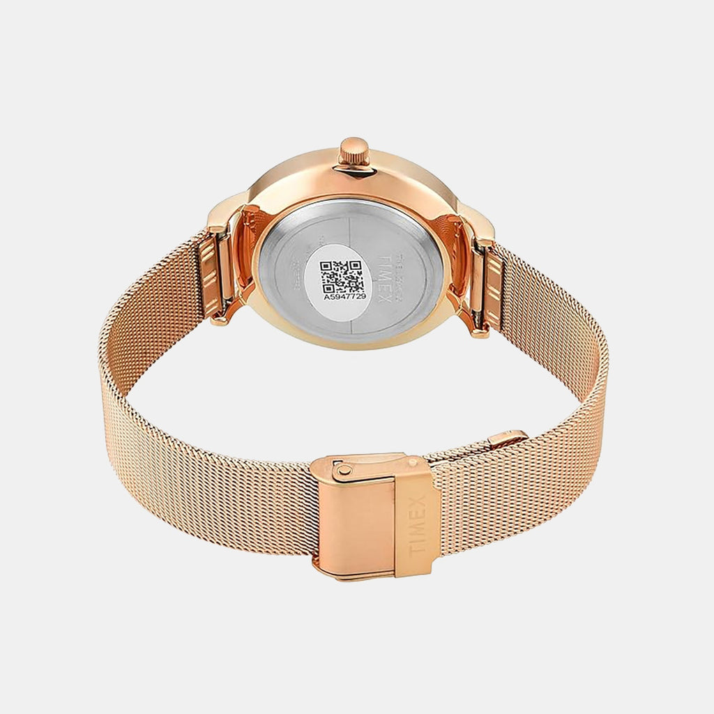 Fashion Women Quartz Pink Dial Analog Mesh Watch TWEL12924