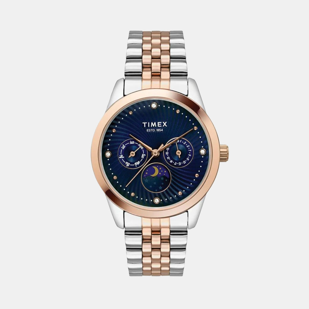 Women Quartz Blue Dial Chronograph Stainless Steel Watch TWEL13107