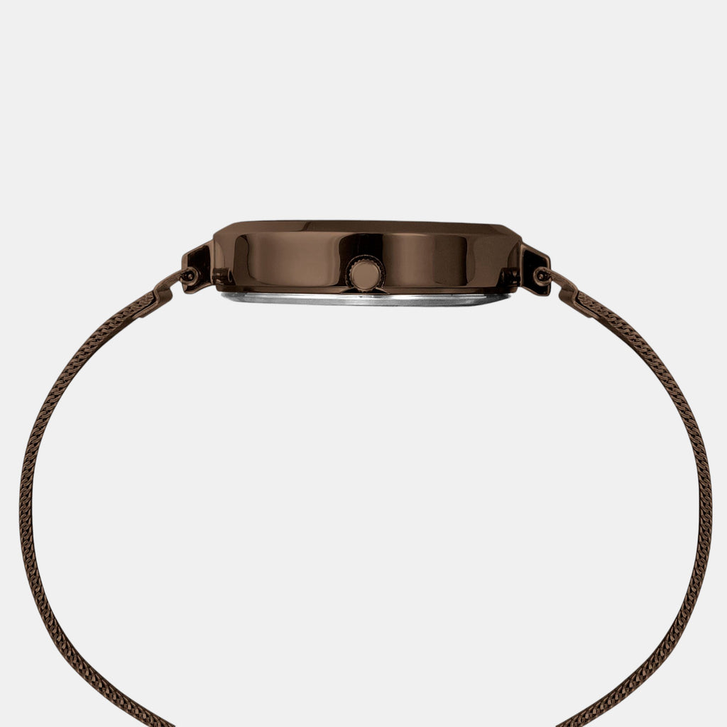 Fashion Women Quartz Brown Dial Multi-Function Stainless Steel Watch TWEL14507