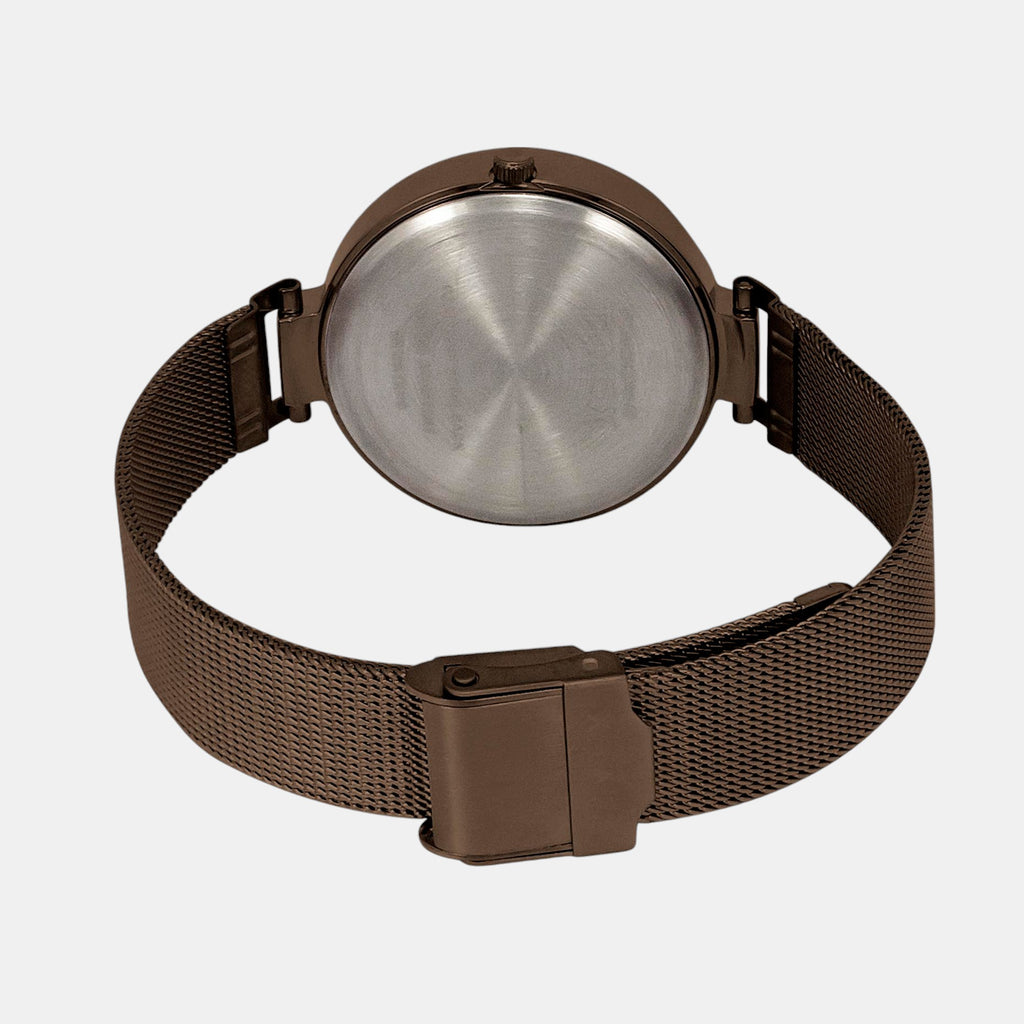 Fashion Women Quartz Brown Dial Multi-Function Stainless Steel Watch TWEL14507