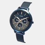 Fashion Women Quartz Blue Dial Multi-Function Stainless Steel Watch TWEL14508