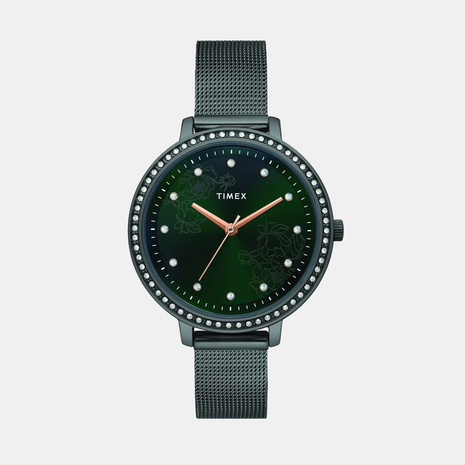 Fashion Women Quartz Green Dial Analog Mesh Watch TWEL14704