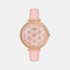 Fashion Women Quartz Pink Dial Analog Leather Watch TWEL14707