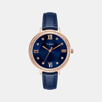 Fashion Women Quartz Blue Dial Analog Leather Watch TWEL14712
