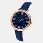 Fashion Women Quartz Blue Dial Analog Leather Watch TWEL14712