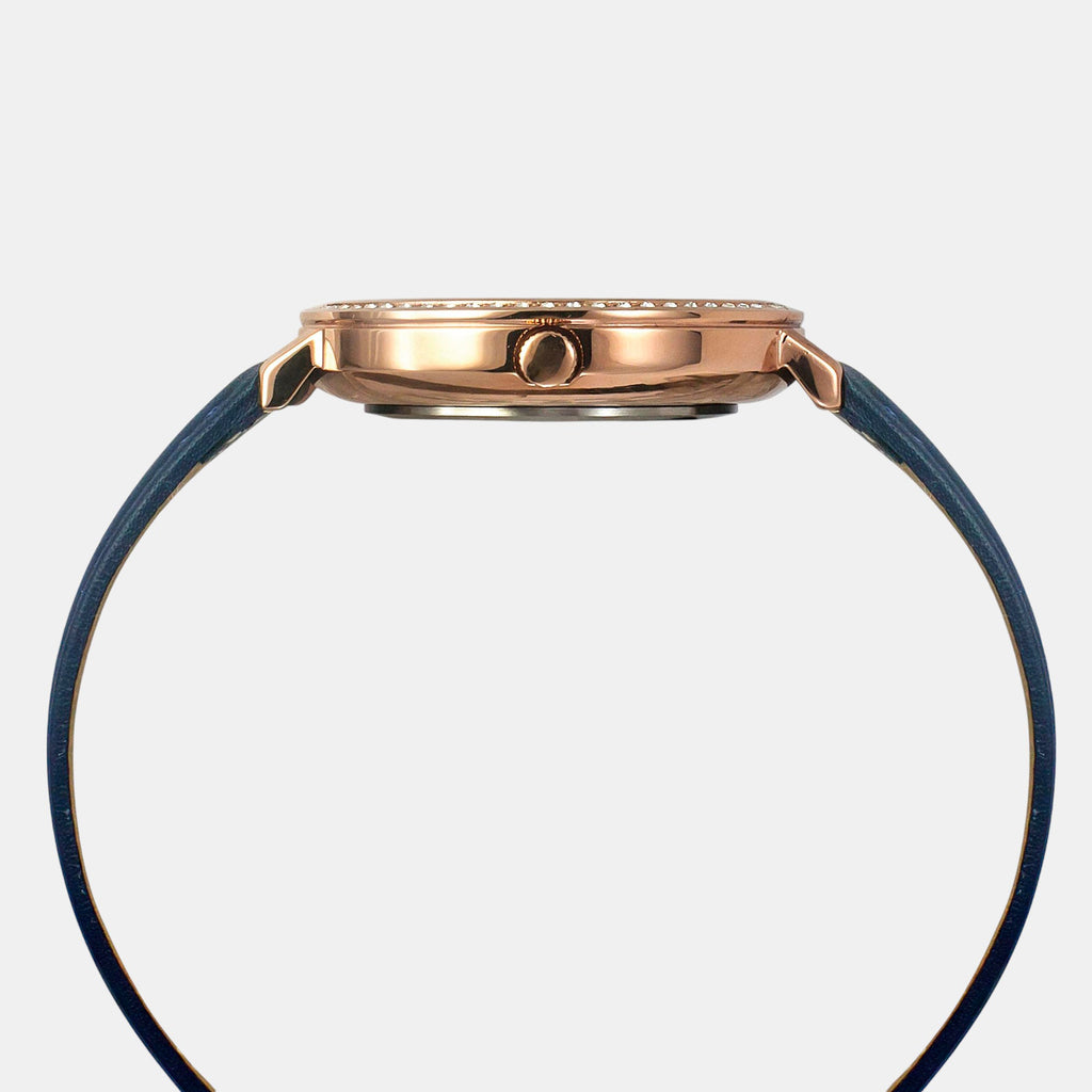 Fashion Women Quartz Blue Dial Analog Leather Watch TWEL14712