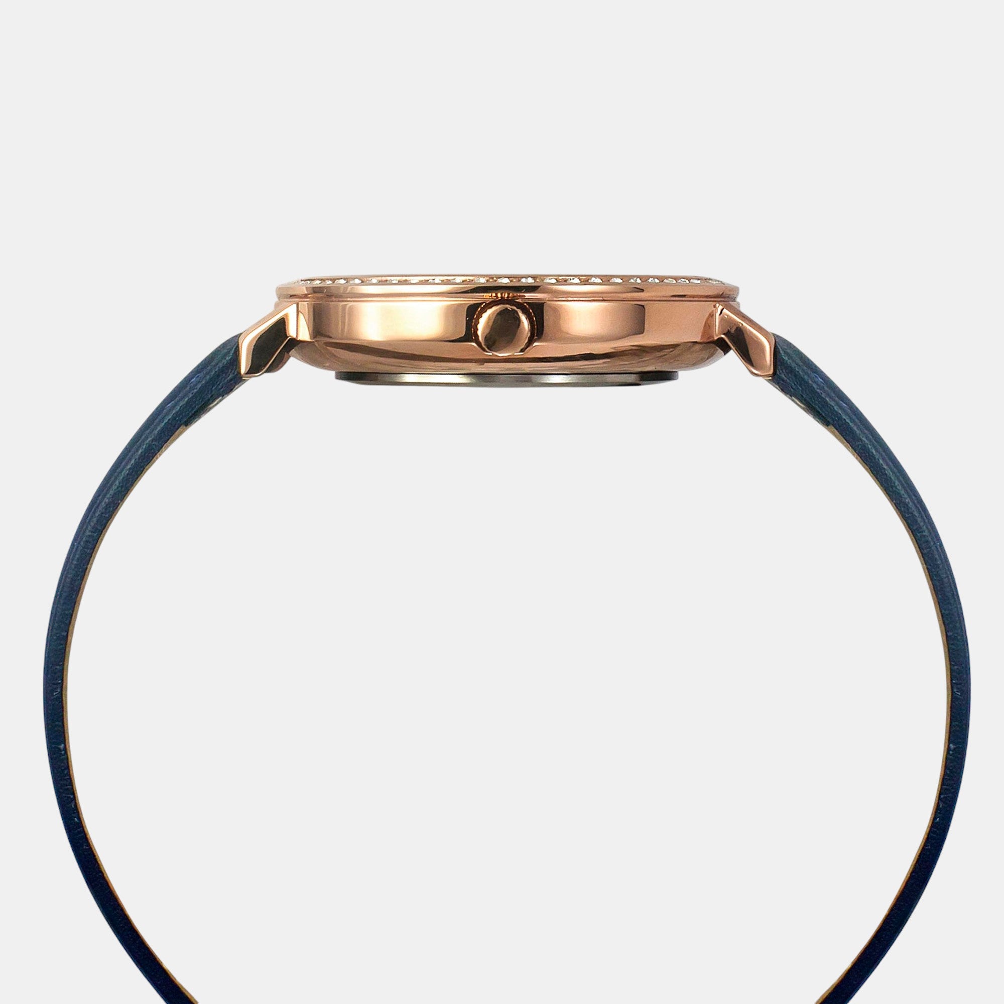 Fashion Women Quartz Blue Dial Analog Leather Watch TWEL14712