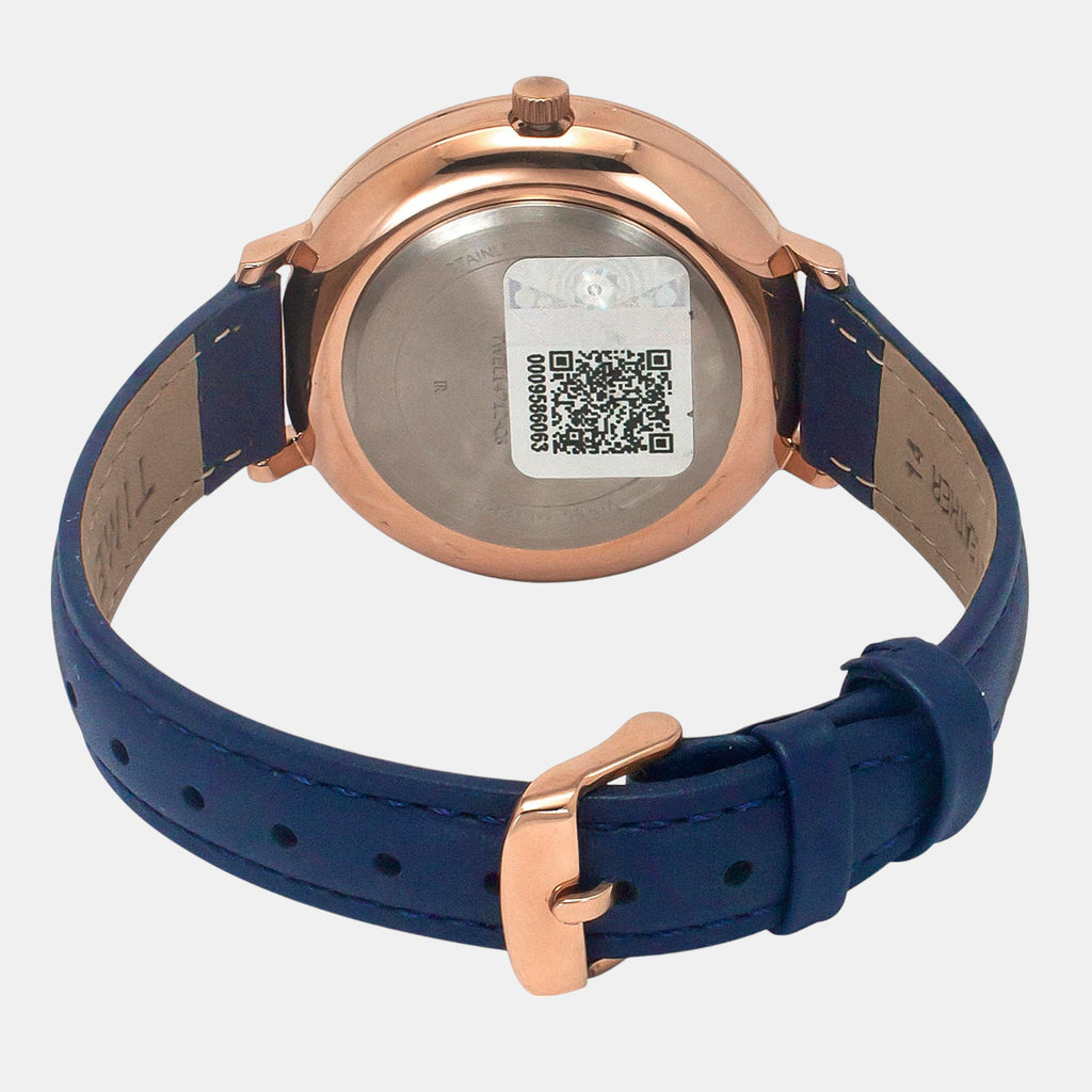 Fashion Women Quartz Blue Dial Analog Leather Watch TWEL14712